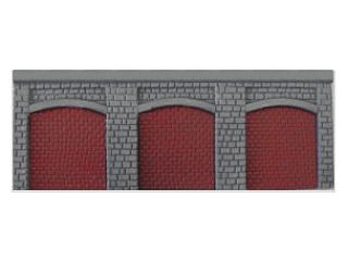 Zeď opěrná (3 oblouky) - červená cihla 160x60 mm