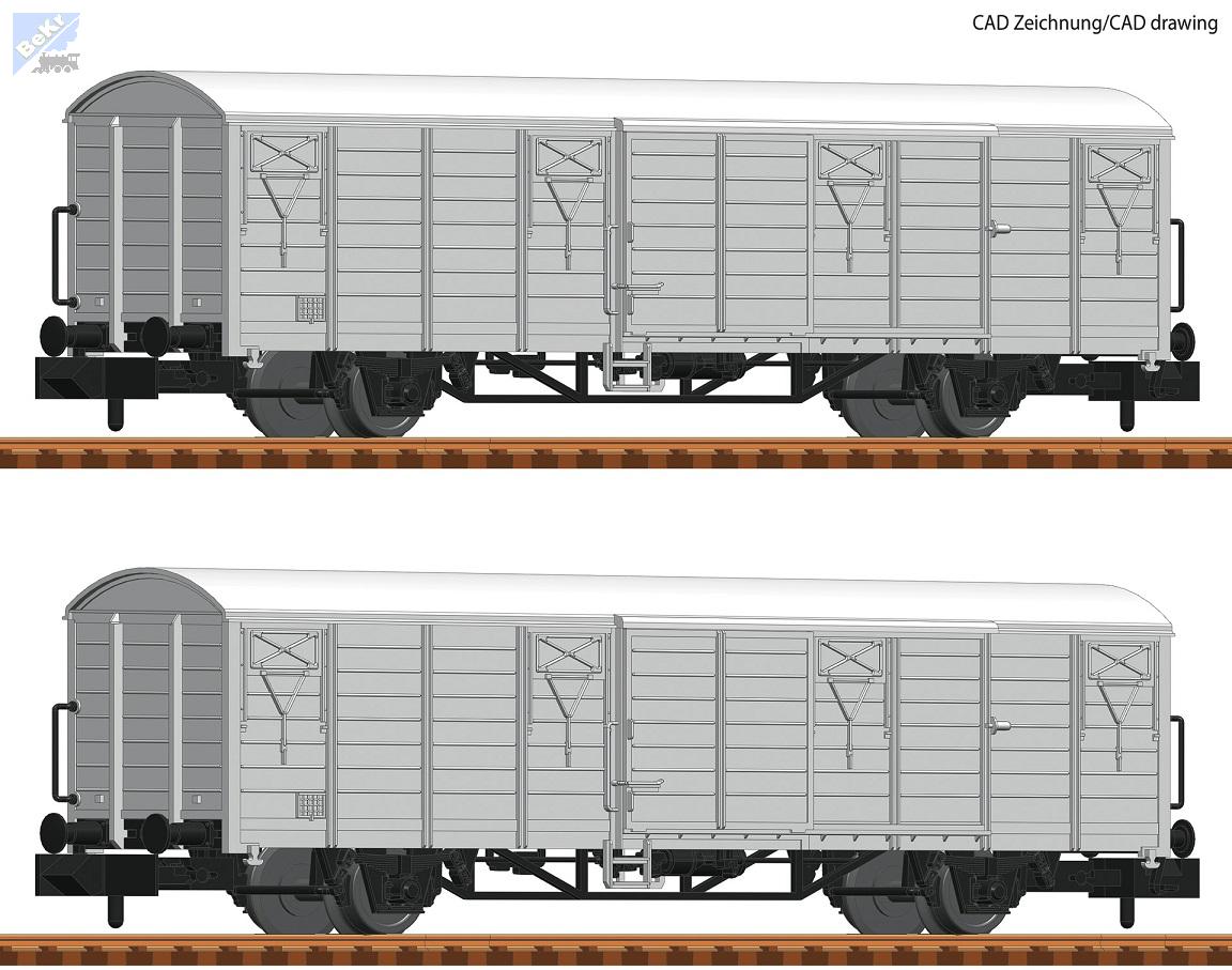 Fleischmann 826216 Set dvou uzavřených 2-osých vozů Gbgss-z DB AG