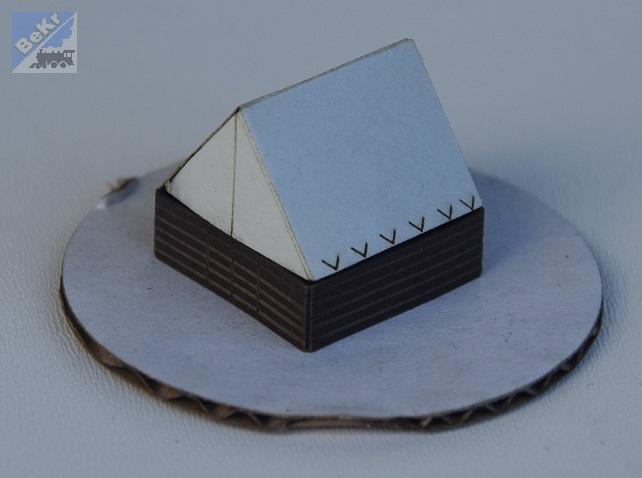 BuBi-model N70077 Stan táborový s podsadou, šedý, 15 x 15 x 7 mm, 4ks/bal., barvená stavebnice Laser-Cut