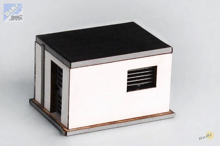BuBi-model TT70019S Železniční trafostanice, 31 x 25 x 23 mm, barvená stavebnice Laser-Cut