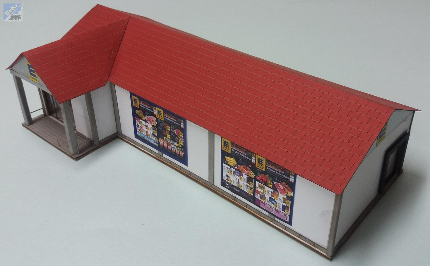 BuBi-model H060081 Nákupní dům Edeka, 344 x 182 x 100mm, barvená stavebnice Laser-Cut !!! AKCE !!!