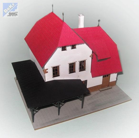 BuBi-model N60005 Nádraží Hevlín, 101 x 87 x 90 mm, barvená stavebnice Laser-Cut