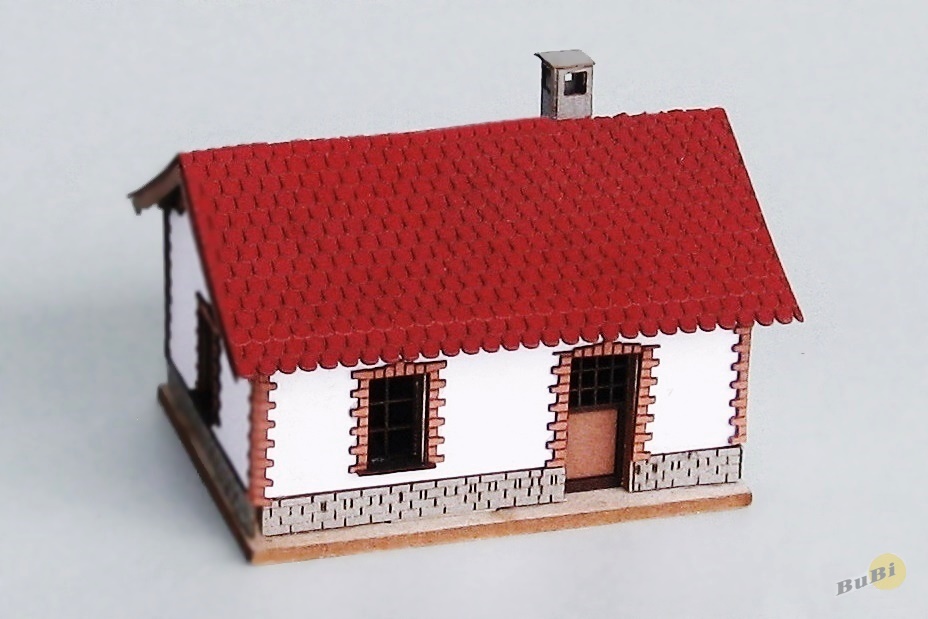 BuBi-model H060064 Strážní domek MAV, 80 x 65 x 65mm, barvená stavebnice Laser-Cut !!! AKCE !!!