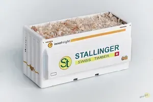 BuBi-model H070047 Kontejner na štěpky STALLINGER, ložený štěpkami, sestavený a nabarvený model Laser-Cut