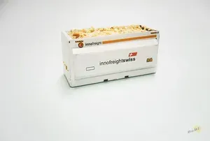 BuBi-model H070062 Kontejner na štěpky innofreight swiss, ložený štěpkami, sestavený a nabarvený model Laser-Cut