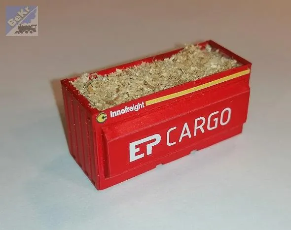 BuBi-model H070069 Kontejner na štěpky EP CARGO, ložený štěpkami, sestavený a nabarvený model Laser-Cut