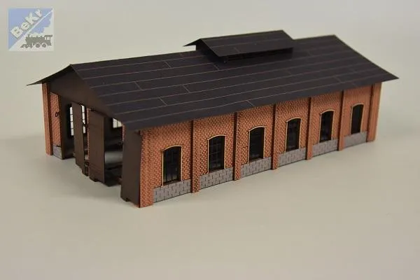 BuBi-model N60105 Výtopna cihlová dvě stání, 126 x 70 x 46mm (stání 130mm), barvená stavebnice Laser-Cut