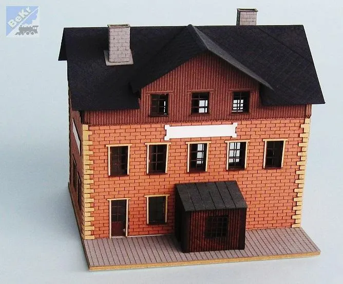 BuBi-model TT60065 Nádraží Rynoltice, 112 x 112 x 106 mm, barvená stavebnice LaserCut