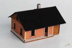 BuBi-model N60048 Nádraží Svatoňovice, 60 x 45 x 40 mm, barvená stavebnice Laser-Cut