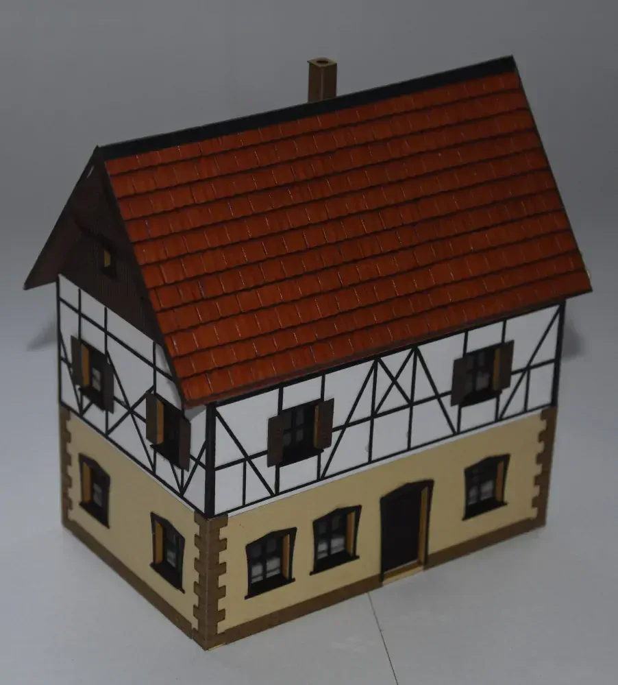 BuBi-model N60140 Dům Bad Schandau 3, 45,5 x 70 x 79,1mm, barvená stavebnice Laser-Cut