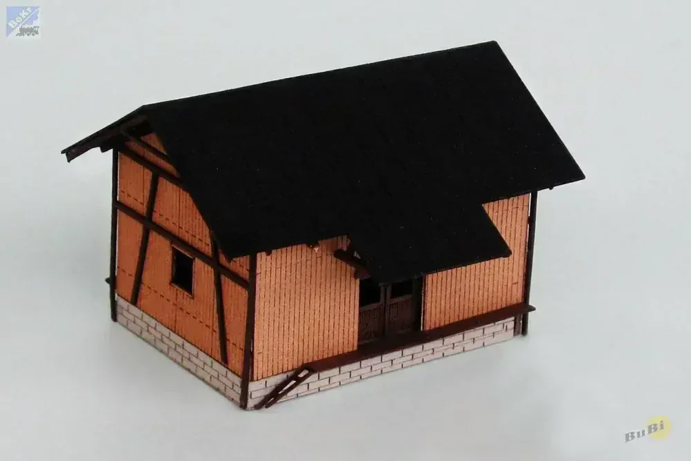 BuBi-model TT60066 Skladiště II., 65 x 83 x 66mm, barvená stavebnice LaserCut