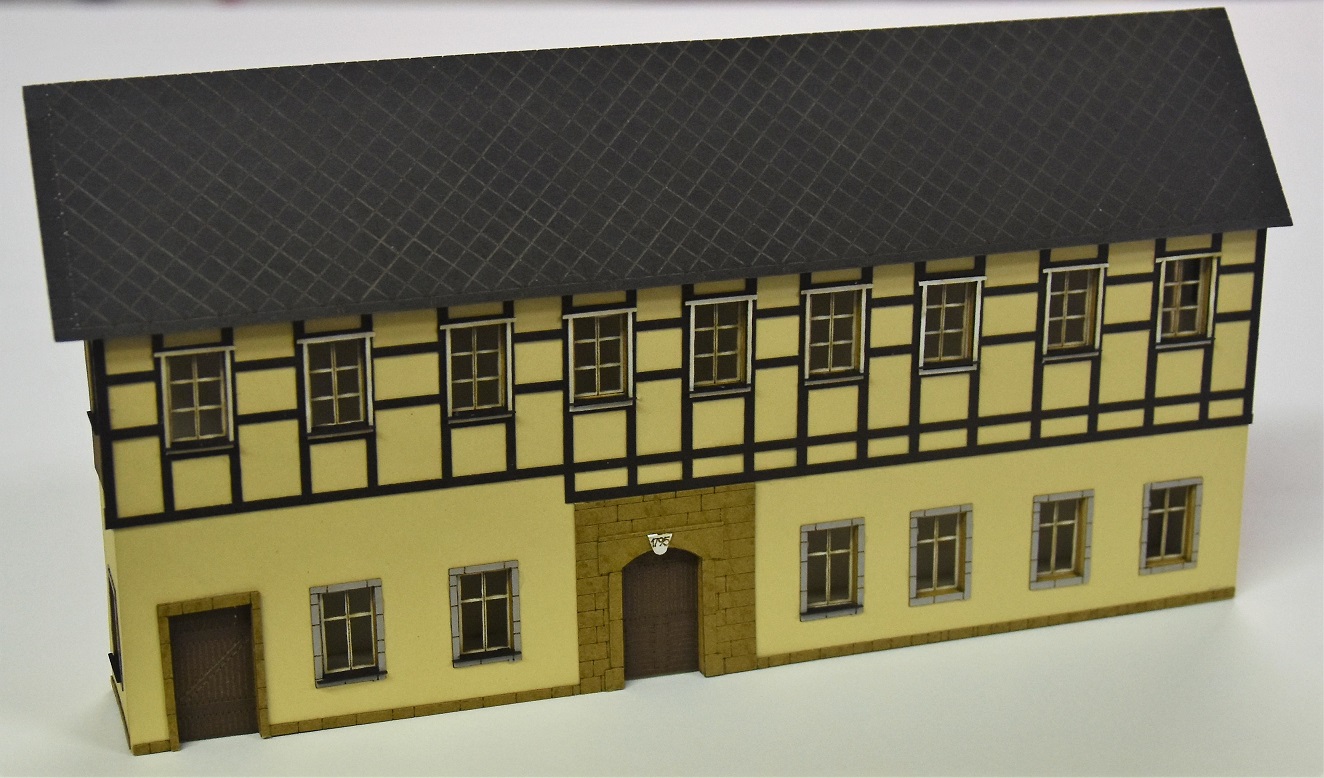 BuBi-model H060170 Dům Sebnitz - poloreliéf, 260 x 32,5 x 146,9mm, barvená stavebnice Laser-Cut