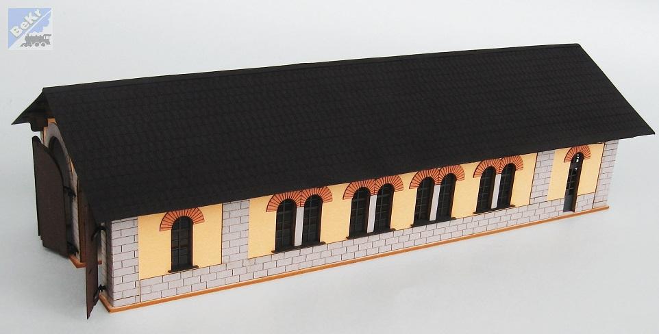 BuBi-model H060037 Výtopna dvě stání, 350 x 156 x 104 mm, barvená stavebnice Laser-Cut !!! AKCE !!!