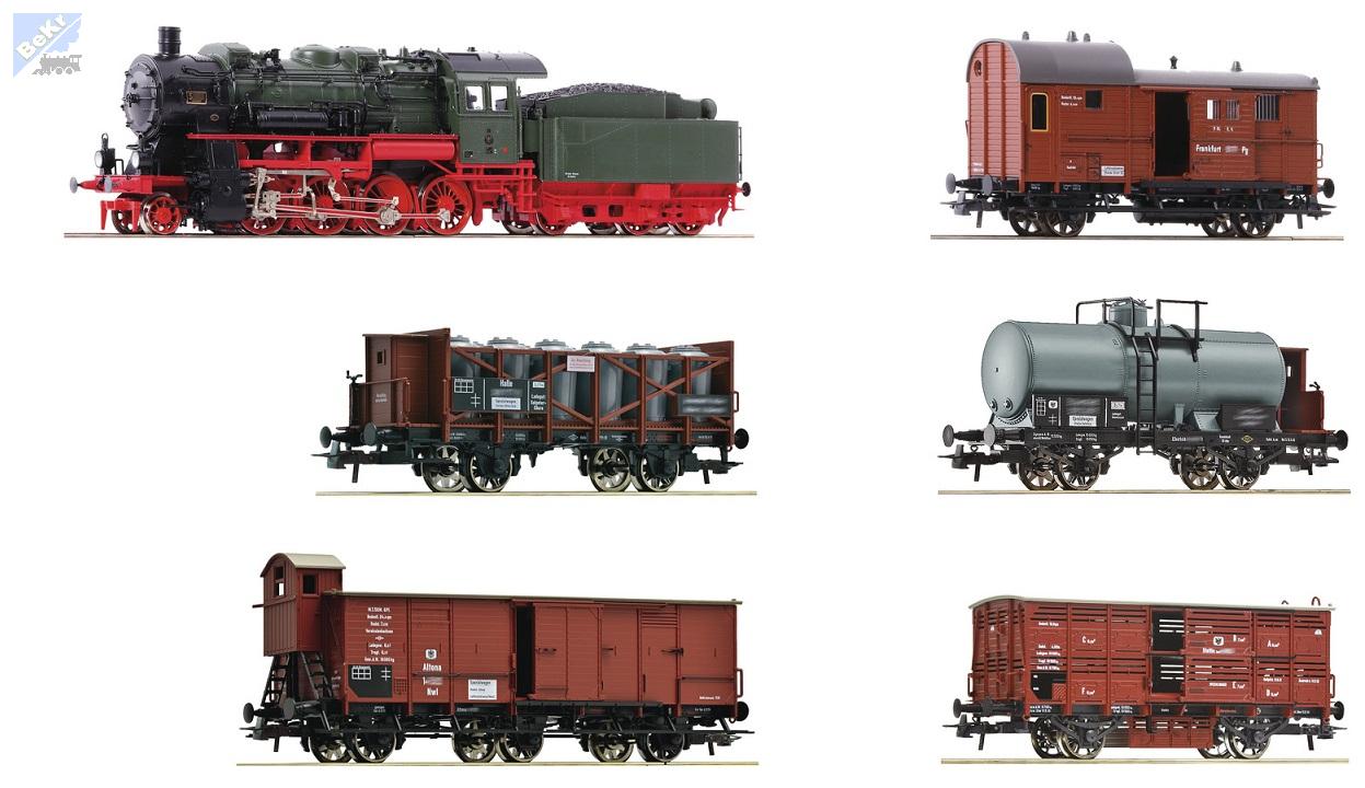 Roco 61481 Set s parní lokomotivou a nákladními vozy K.P.E.V. se zvukem