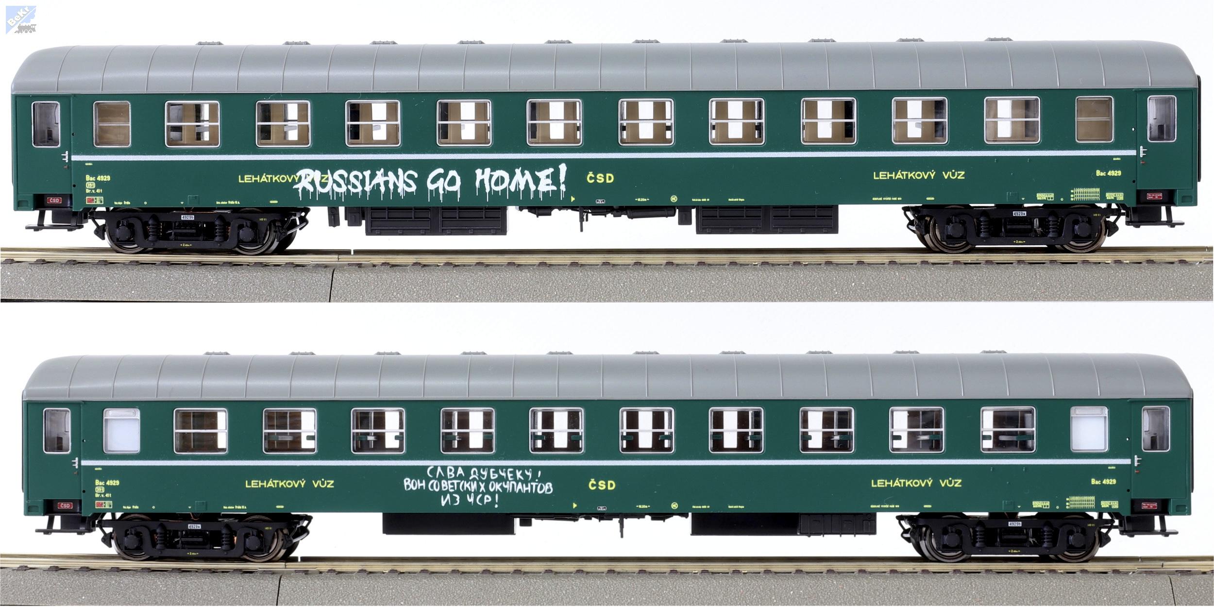 Igra model 97110035 Lehátkový 4-osý vůz 2. tř., Bac 4dv., Depo-Praha ČSD (rok 1968)