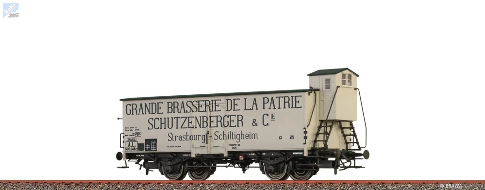 Brawa 51205 Uzavřený 2-osý vůz G s brzdařskou budkou "Brasserie Schutzenberger" A.L.