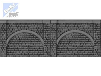 Malá železnice 00615.03 Zeď opěrná (2 oblouky) šedá 160 x 60 mm - barvený plast - šedý