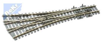 Peco SL-E99 Třícestná výhybka, úhly odbočení 12°, R 914/610 mm, délka 220 mm, vodivé srdcovky