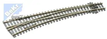 Peco SL-E87 Oblouková výhybka levá, R 1524/762 mm, délka 256 mm, vodivá srdcovka