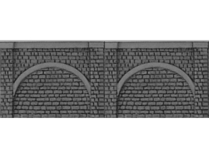 Malá železnice 00615.03 Zeď opěrná (2 oblouky) šedá 160 x 60 mm - barvený plast - šedý