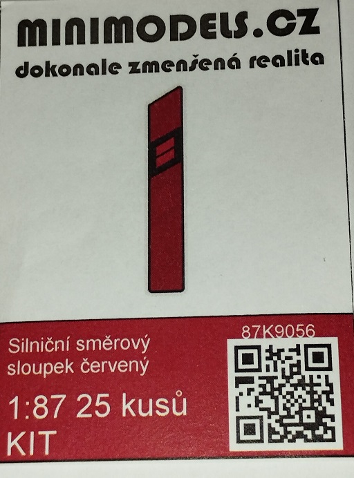 Minimodels 87K9056 Silniční směrový sloupek červený (patník), 25ks/bal.