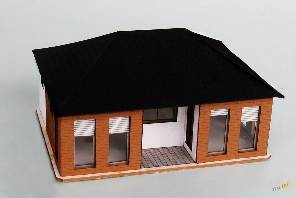 BuBi-model TT60055 Moderní dům II., 115 x 90 x 60mm, barvená stavebnice Laser-Cut