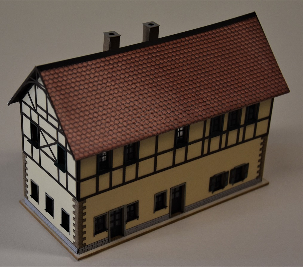 BuBi-model TT60143 Dům hospoda Bad Schandau, 140 x 65 x 100mm, barvená stavebnice Laser-Cut