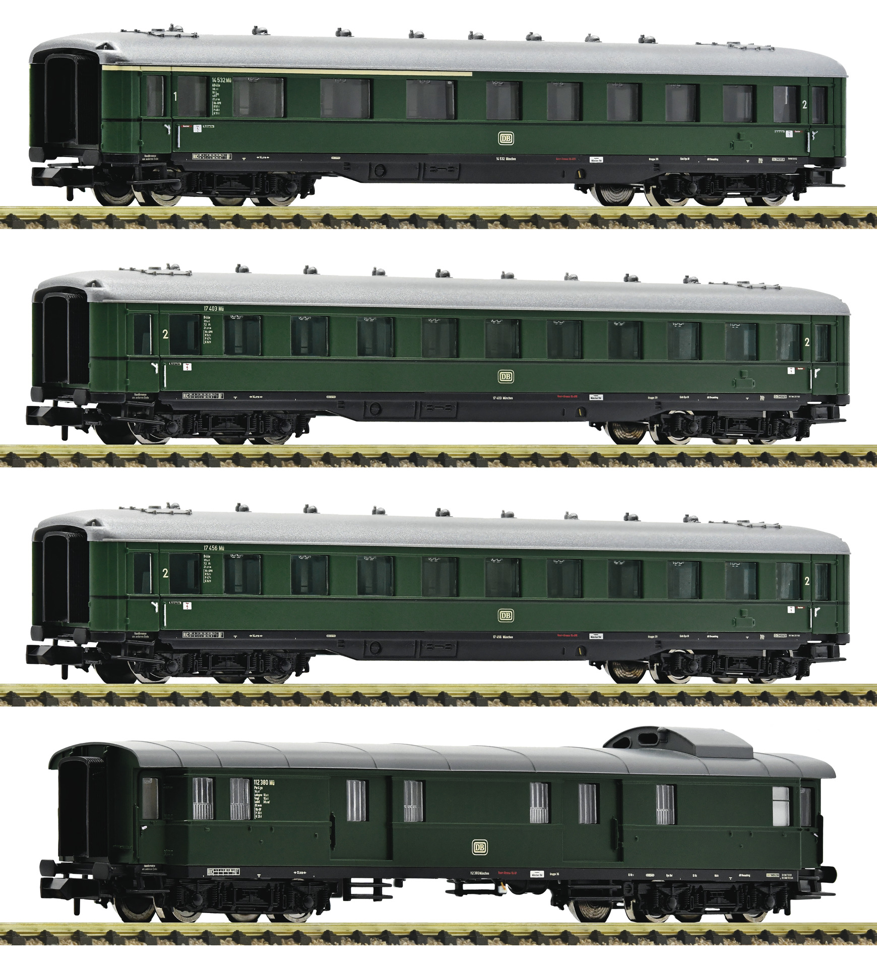 Fleischmann 6260004 Set tří 4-osých osobních a jednoho zavazadlového vozu DB !!! AKCE !!!