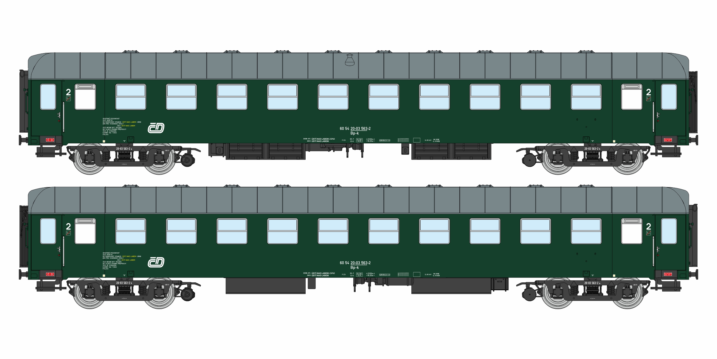 Igra model 97110029 Osobní 4-osý vůz 2. tř., Bp-k 4dv., Depo-Ústí nad Labem ČD