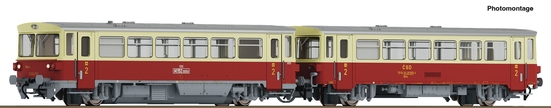 Roco 7780001 Motorový 2-osý vůz 152 0059 s přívěsným vozem Blm ČSD