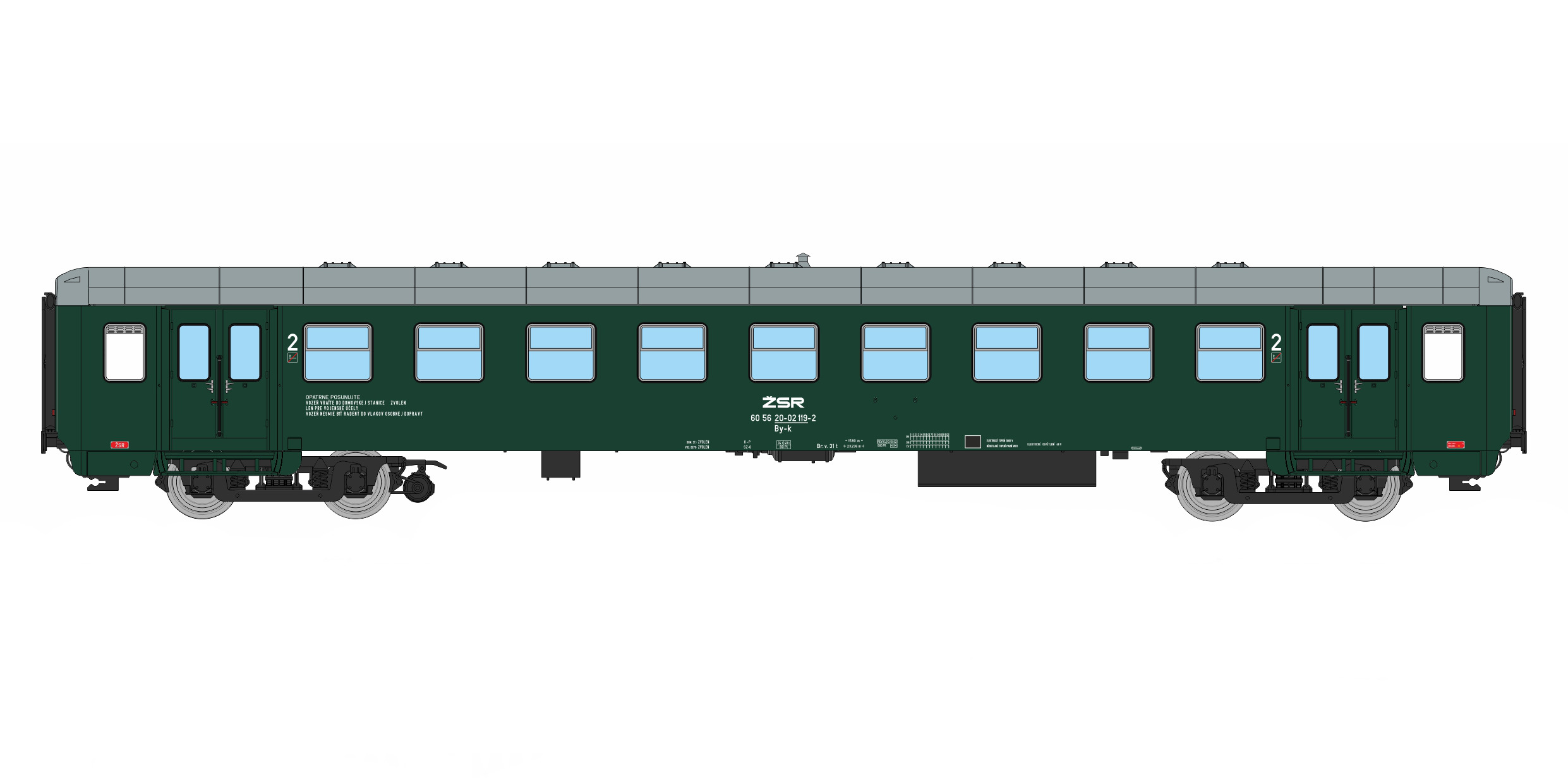 Igra model 97000016 Osobní 4-osý vůz 2. tř., By-k 8dv Zvolen ŽSR