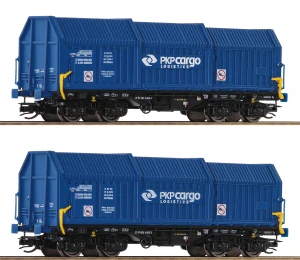 Roco 6680008 Set dvou uzavřených teleskopických 4-osých vozů Simms PKP CARGO