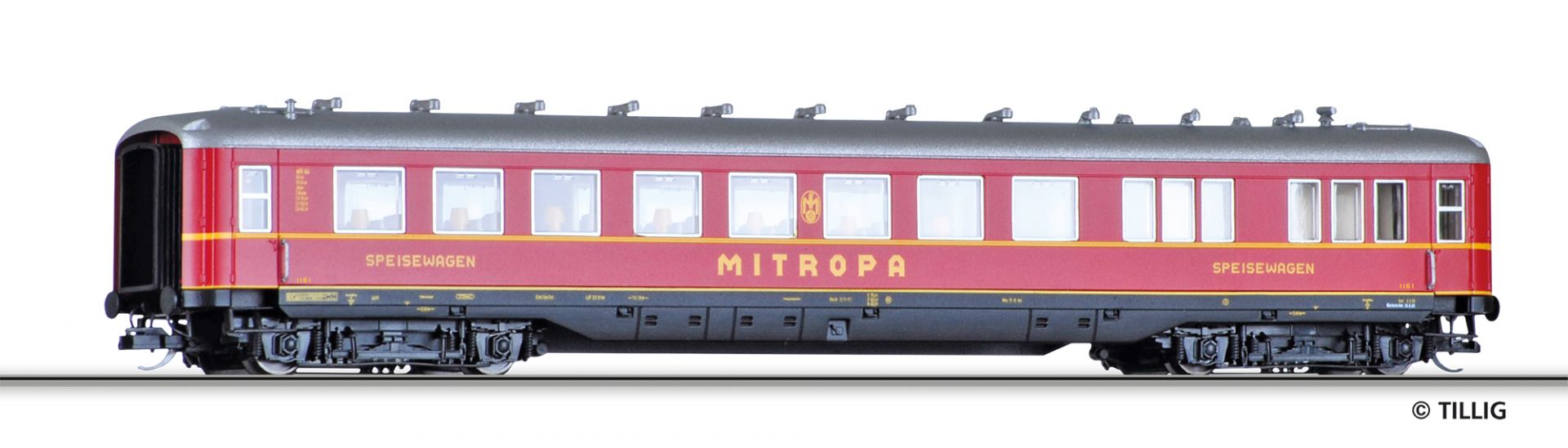 Tillig 16980 Jídelní, restaurační 4-osý vůz WR4ü-39 „MITROPA“ DRG