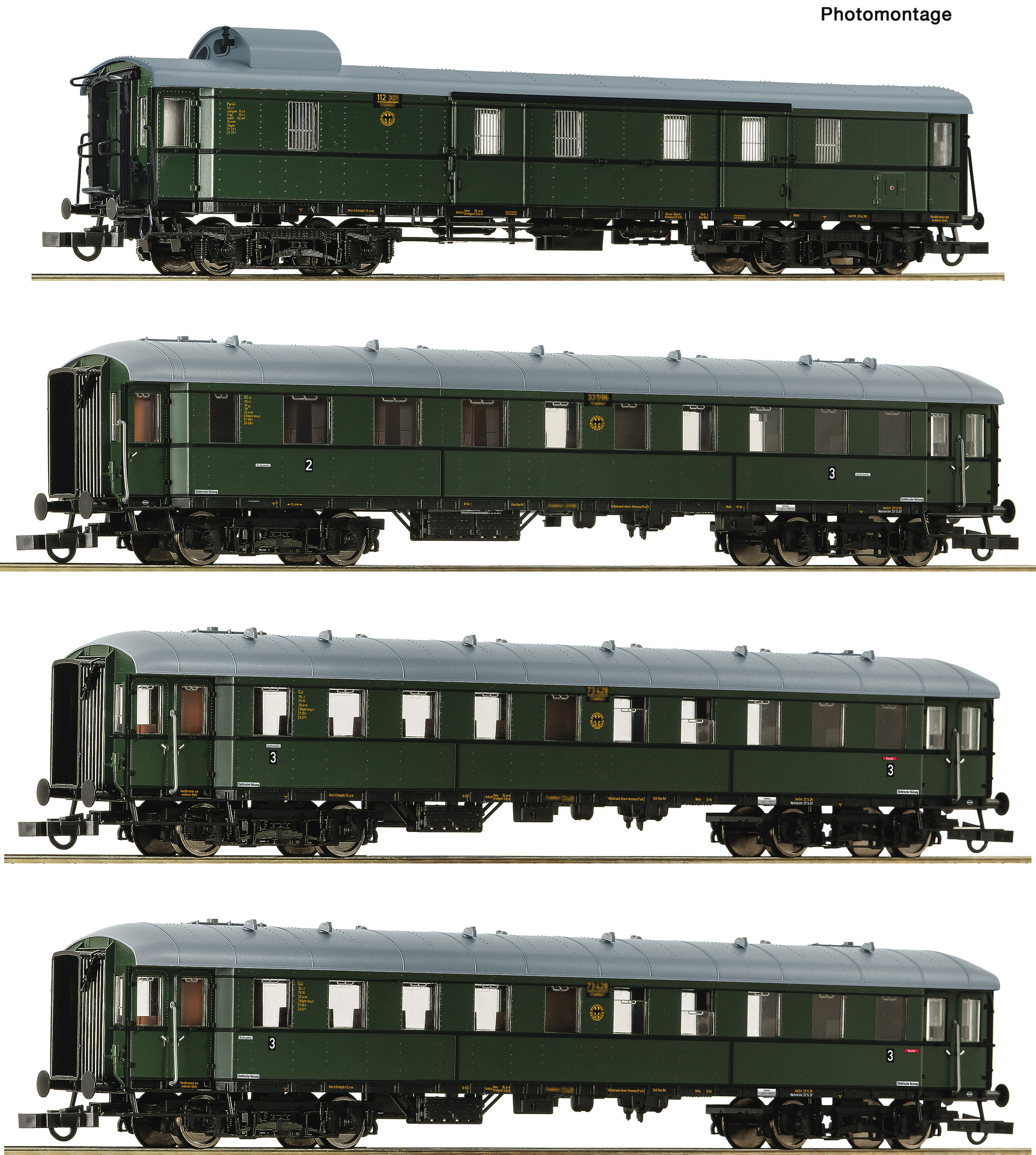 Roco 6200056 Set čtyř osobních 4-osých vozů 1x 2./3.tř.  BC4ü, 2x  3. tř. C4ü, 1x zavazadlový, služební Pw4ü, „Zwickauer Traditionszug“, DR, set 1