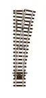 Peco SL-U1291 Rovná výhybka pravá 11,25°, s univerzální srdcovkou, R 466 mm, délka 135 mm