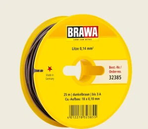 Brawa 32385 Vodič 0,14mm², vnější průměr 0,9mm, 25m, hnědý cívka