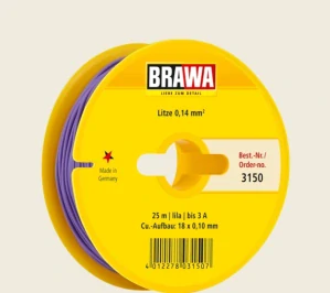 Brawa 3150 Vodič 0,14mm², vnější průměr 0,9mm, 25m, fialová cívka