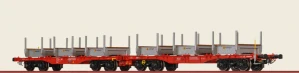 Brawa 50665 Set dvou plošinových 4-osých vozů Sggrrs s přepravními rámy ÖBB