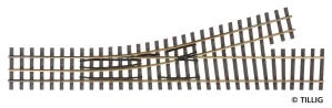 Tillig 85182 AZ Splitková výhybka H0-H0e na dřevěných pražcích levá, 15°, R 273 mm, délka 228