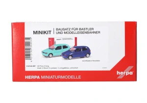 Herpa 012140-007 Herpa MiniKit: Volkswagen (VW) Polo 2-dveřový, sada 2 ks, pistáciová/Chagall modrá, stavebnice