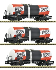 Fleischmann 6660073 Set tří kotlových 4-osých vozů Uahs (Zas od roku 1980) „ÖMV“ Schwechat 2000 ÖBB