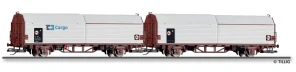 Tillig 01071 Set dvou uzavřených 2-osý vozů A + B Laail s posuvnými stěnami a střechou ČD Cargo