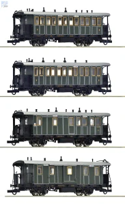 Roco 6200197 Set čtyř osobních 2-osých vozů 2. a 3. tř., zavazadlového a služebního vozu K.Bay.Sts.B.