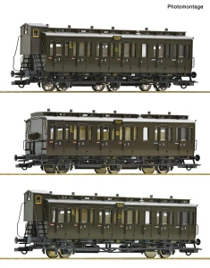 Roco 6200254 Set tří osobních 2 a 3-osých vozů 3. tř. C3 pr 11, C3 pr 11, C pr 21 DRG