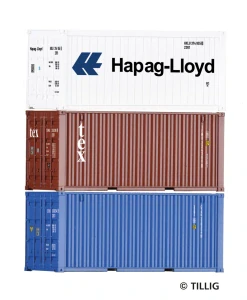 Tillig 09836 Set tří 20' kontejnerů Hapsg-Lloyd