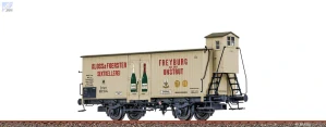 Brawa 51317 Uzavřený 2-osý vůz G s brzdařskou budkou na přepravu sektu "Kloss & Foerster" K.P.E.V.