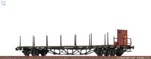 Brawa 51340 Plošinový 4-osý vůz SSlm s klanicemi a brzdařskou budkou K.P.E.V.
