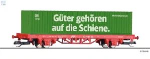 Tillig 17487 Plošinový, kontejnerový 2-osý vůz Lgs ložený kontejnerem DB Cargo