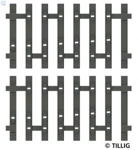 Tillig 83193 Pražcové flexibilní podloží rovné dřevěné pražce s jednostrannou přídržnicí koncový díl, levý, délka 141,5 mm (bez kolejí), 2ks/bal.