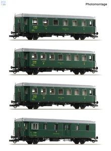 Roco 6200282 Set čtyř osobních 2-osých vozů 1x 1. tř. Ae, 2x 2. tř. Be, 1x služební Dsd "Rybak" ČSD